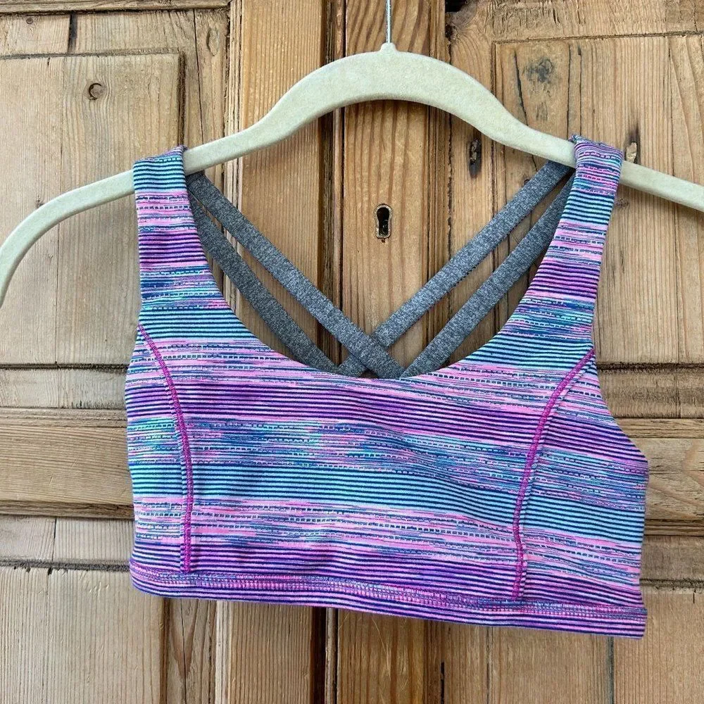 Lululemon Ivivva Reversible Sports Bra Gra‎ Pink Blue Strappy Girls Size 10?